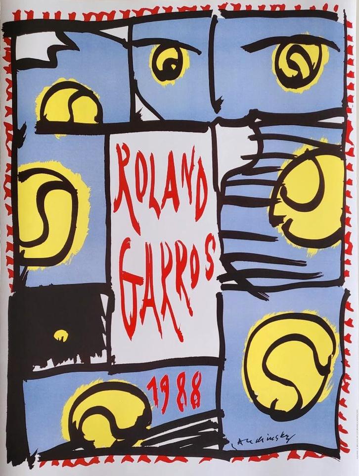 Alechinsky - Originele Affiche - Roland Garros - 1988, Antiek en Kunst, Kunst | Litho's en Zeefdrukken, Ophalen of Verzenden