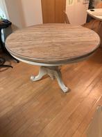 Ronde eiken tafel + 4 loom stoelen, Ophalen, Vijf personen of meer, 100 tot 150 cm, 100 tot 150 cm