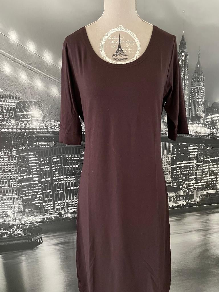 prachtig bruin - bordeaux kleedje - Cora Kemperman - 42, Taille 42/44 (L), Comme neuf, Sous le genou, Envoi