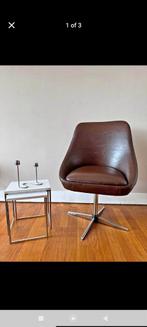 Chaise en cuir vintage pieds chromés, Maison & Meubles, Vintage, Comme neuf, Brun, Enlèvement