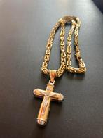18k goud met kruis, Handtassen en Accessoires, Kettinghangers, Ophalen of Verzenden, Zo goed als nieuw, Goud