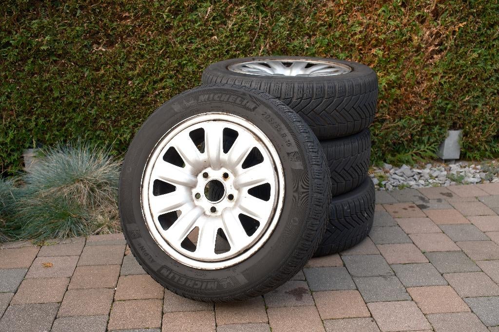 Winterbanden Michelin Alpin 6 - 205/55 R16 op velg, Ophalen, Gebruikt, 16 inch, Banden en Velgen