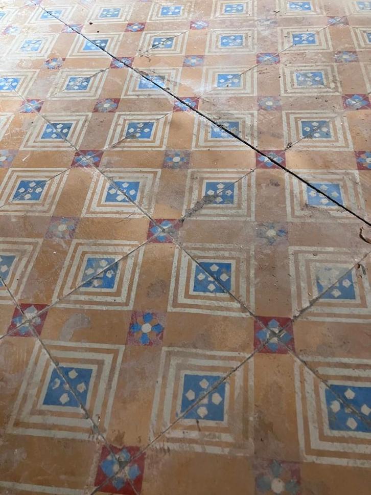 Sol en carrelage ancien à motif géométrique, Bricolage & Construction, Dalles & Carrelages, Utilisé, Carrelage de sol, Moins de 20 cm