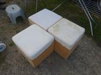 Vend un lot de 3 poufs IKEA à recouvrir, Enlèvement, Utilisé, Carré, Bois