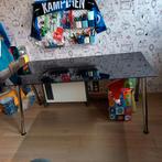 Tafel of bureau met zwart glas - poten verstelbaar in hoogte, Ophalen, Bureau