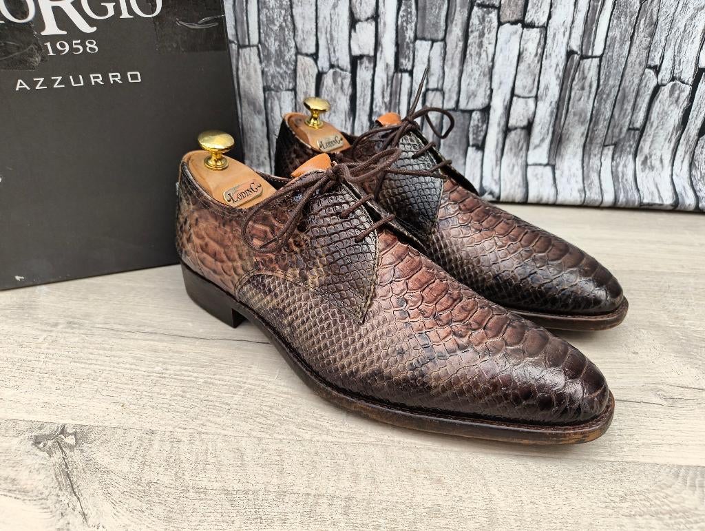 Giorgio bruine croco herenschoenen - Maat 42, Vêtements | Hommes, Chaussures, Neuf, Giorgio Azzurro, Chaussures à lacets, Brun