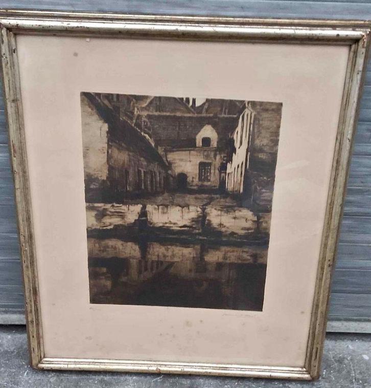 Gravure signe Armand apol, Antiek en Kunst, Kunst | Etsen en Gravures, Ophalen of Verzenden