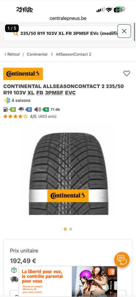 2 pneus continental 235/50 19, Enlèvement ou Envoi, Pneu(s)