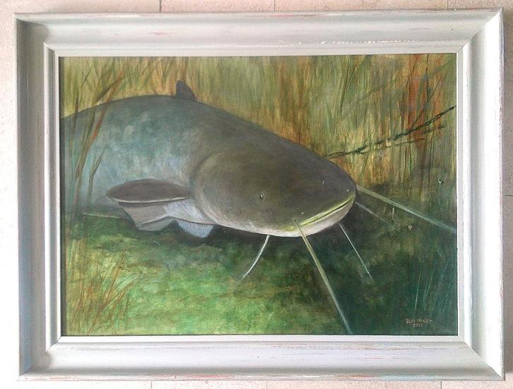 Meerval 2015 - gesigneerd RON HULST, Antiek en Kunst, Kunst | Schilderijen | Klassiek, Ophalen of Verzenden