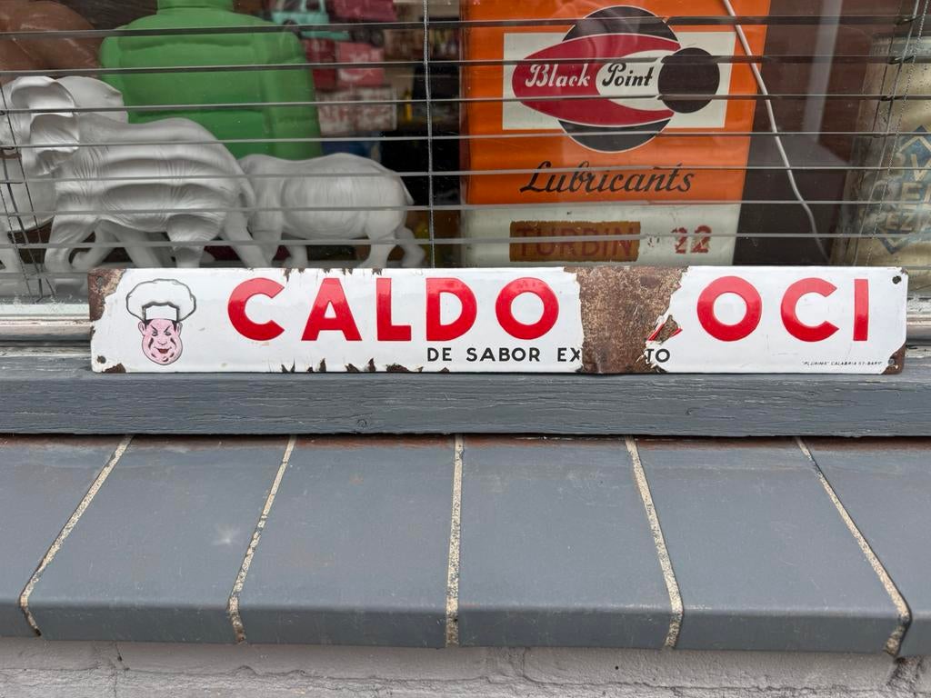 Caldo Coci emaille reclamebord, Antiek en Kunst, Antiek | Email, Ophalen