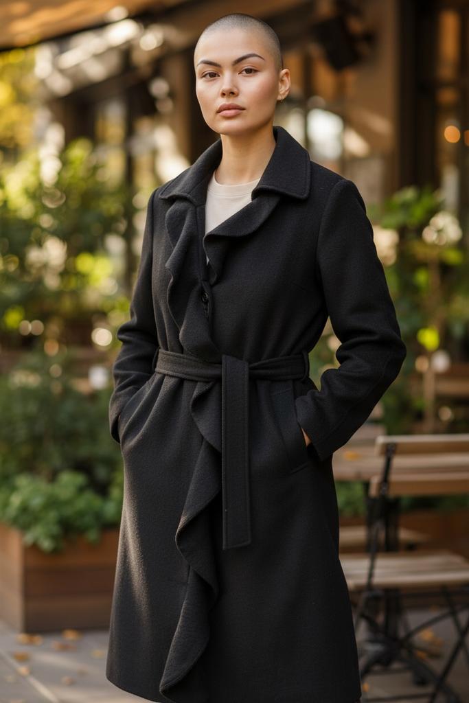 Manteau long noir, Enlèvement ou Envoi, Porté, Taille 38/40 (M), Noir