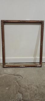 Cadre ancien bois doré à patine authentique – 42x48, c41, Enlèvement, Utilisé, Bois