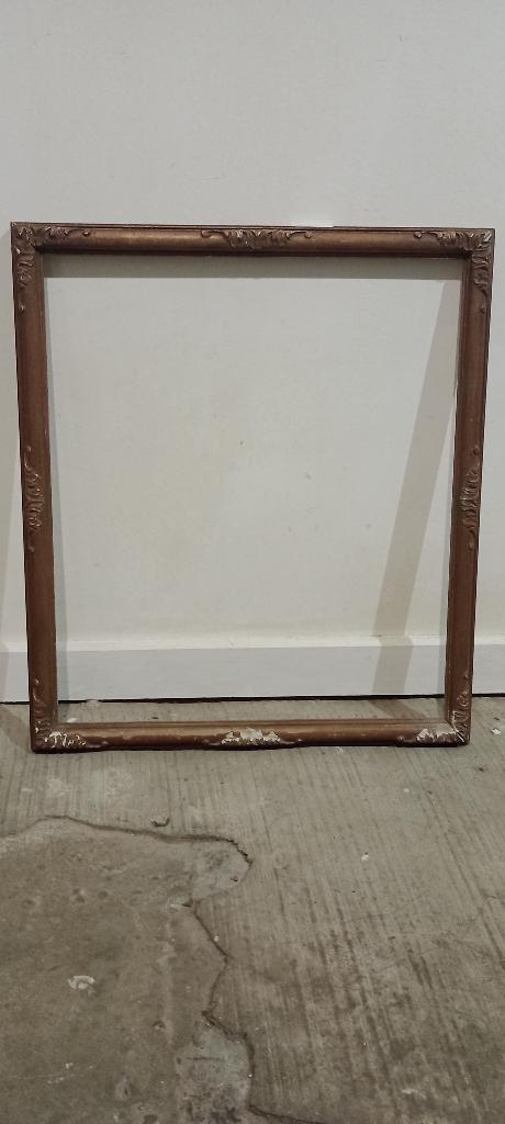 Cadre ancien bois doré à patine authentique – 42x48, c41, Maison & Meubles, Accessoires pour la Maison | Cadres, Utilisé, Bois