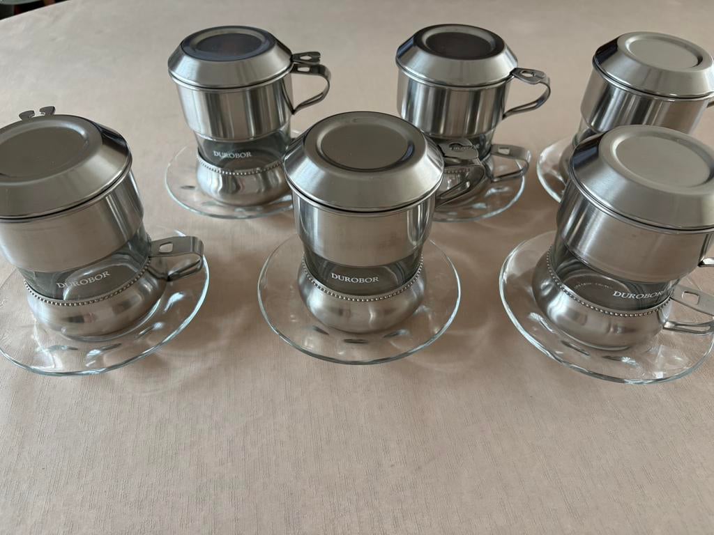 6 koffietassen + filter, Ophalen, Zo goed als nieuw