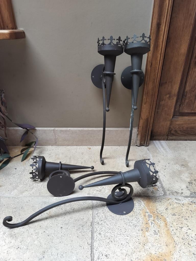 4oude kandelaars, ijzer, 10 euro voor de 4, Antiek en Kunst, Ophalen