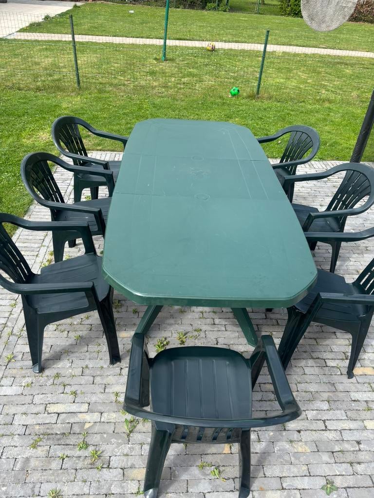 Tuinset Tafel met 7 stoelen, Ophalen, Kunststof, Gebruikt, Tuinset