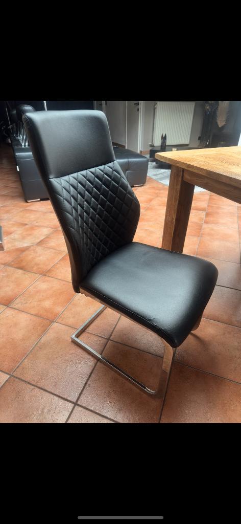 Lederen stoel, Huis en Inrichting, Stoelen, Ophalen, Gebruikt, Zwart, Leer