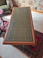 Table basse en bois sur roulettes avec plateau en cuir vert, Enlèvement