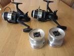 2 shimano 4500 baitrunner molens + 2 reserve spoelen, Ophalen of Verzenden, Zo goed als nieuw, Molen