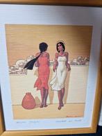 2 aquarelles réalisées par des femmes du Sud, Moins de 50 cm, Enlèvement ou Envoi, Comme neuf, Bois