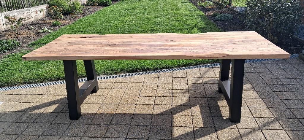 rustieke teak tafel, Jardin & Terrasse, Enlèvement, Comme neuf, Rectangulaire, Bois de teck