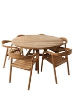Ronde teak tuintafel, Tuin en Terras, Ophalen of Verzenden, Nieuw, Rond, Teakhout