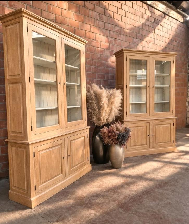 2x eiken buffetkast/vitrinekast art:94/26, Huis en Inrichting, Kasten | Buffetkasten, Zo goed als nieuw, 200 cm of meer, 100 tot 150 cm