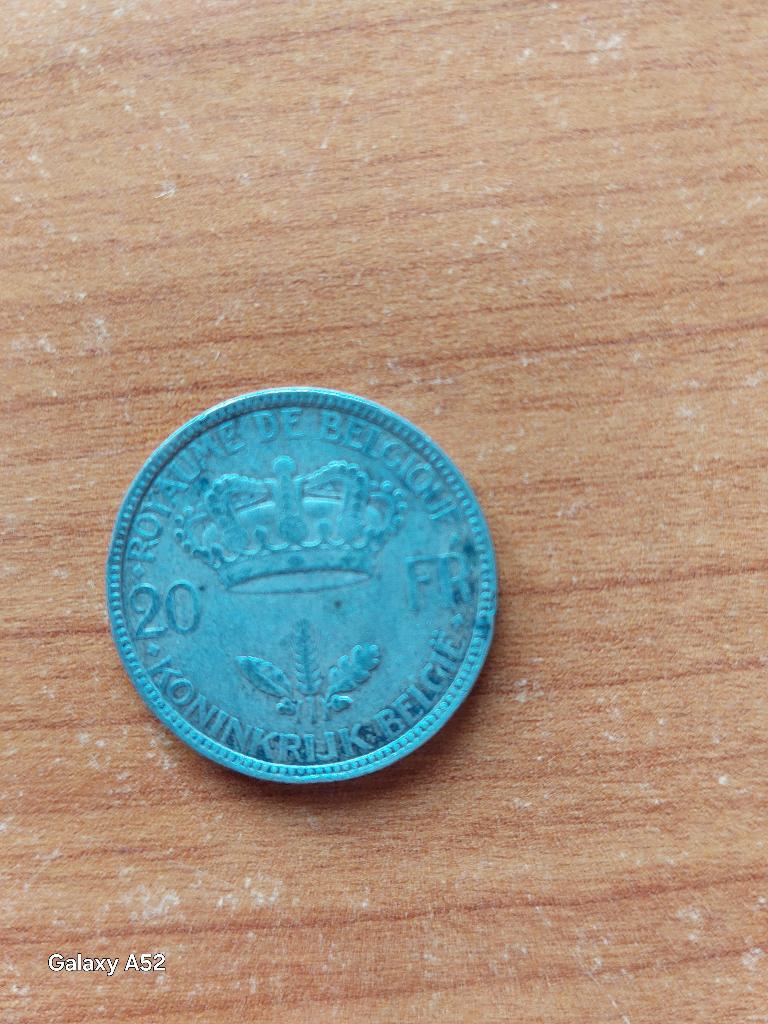 Pièce monnaie belge 20 fr, 1935 image Léopold III - Argent, Enlèvement ou Envoi, Argent, Monnaie en vrac, Argent