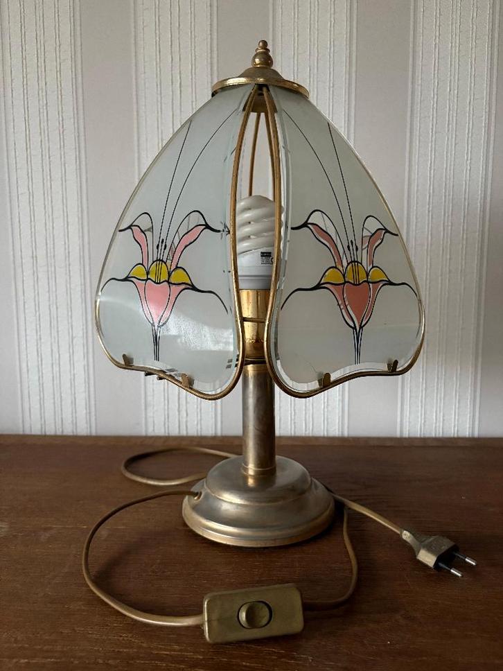 Lampe de table avec panneaux en verre — vintage, Maison & Meubles, Lampes | Lampes de table, Comme neuf, Moins de 50 cm, Verre