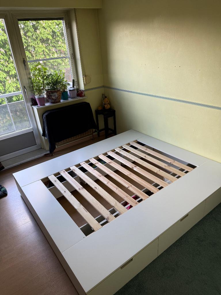 Nordli 180x200cm bed, Huis en Inrichting, Ophalen, Gebruikt, Wit, Tweepersoons