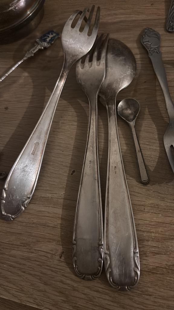 Lot vintage  bestek meeste verzilverd/zilver 2kilo, Antiquités & Art, Antiquités | Couverts, Enlèvement