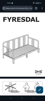Ikea "fyresdal" metalen uitschuifbaar bed, Maison & Meubles, Utilisé, 200 cm, Deux personnes, Enlèvement