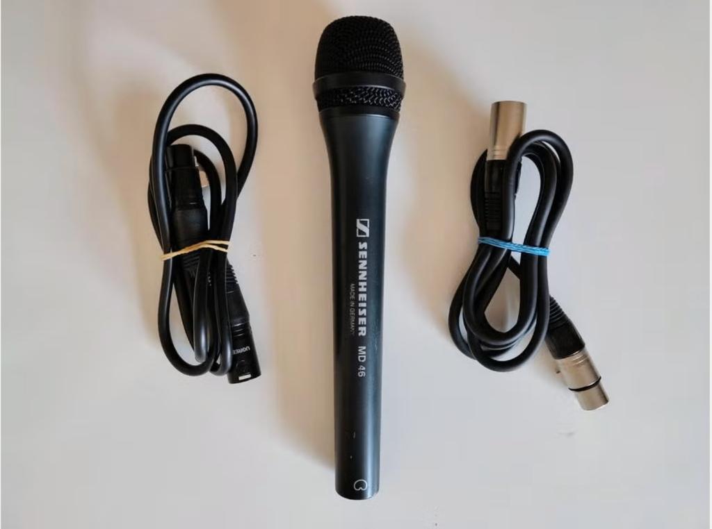 Sennheiser MD 46 + kabels, Musique & Instruments, Microphones, Enlèvement, Comme neuf, Micro studio