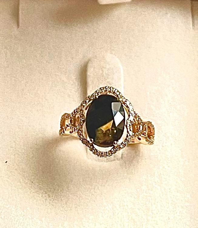 NIEUWE!! 14kGoudenRing met 4,11ctBicolor Saffier&Diamant, Handtassen en Accessoires, Edelstenen, Nieuw, Ophalen