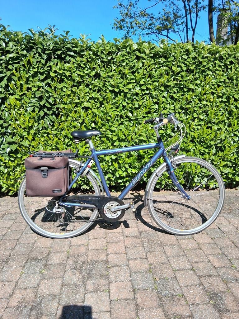 Donkerblauwe herenfiets, Ophalen