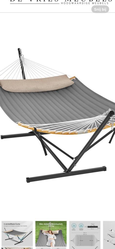 Hangmat 2 personen met metalen staander, Tuin en Terras, Hangmatten, Zo goed als nieuw, Binnen, Ophalen