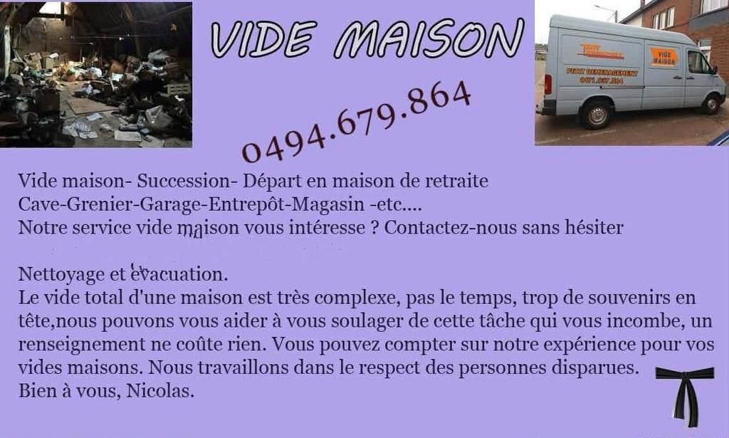 Vide maison .. 0494.679.864. .., Antiquités & Art, Enlèvement