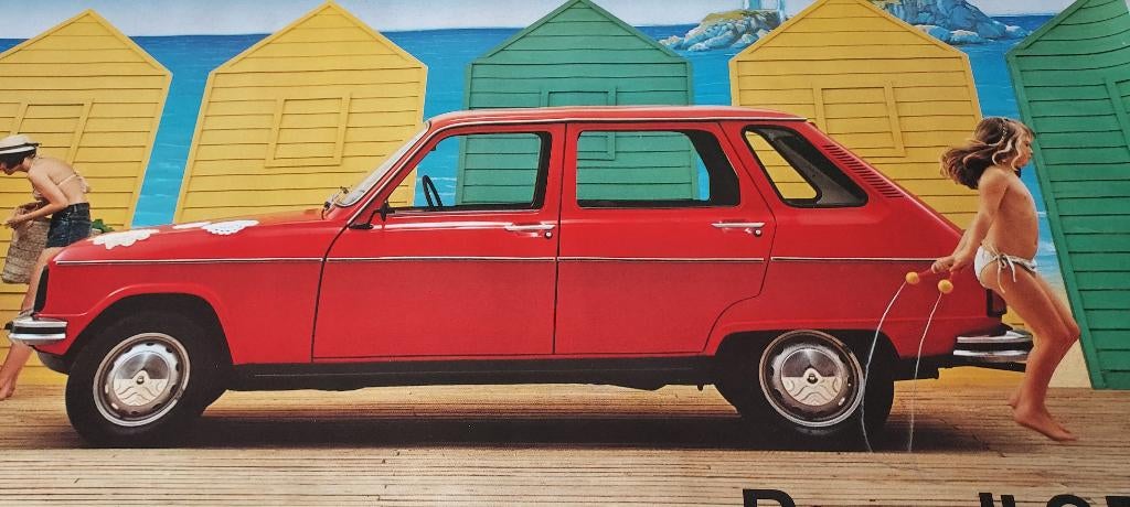 oude poster Renault 6 TL, Verzamelen, Verzenden, Zo goed als nieuw, Reclame