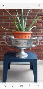 Zware Vintage Champagneschaal of Champagnekoeler op voet, Gebruikt, Ophalen of Verzenden, Minder dan 5 flessen, Metaal