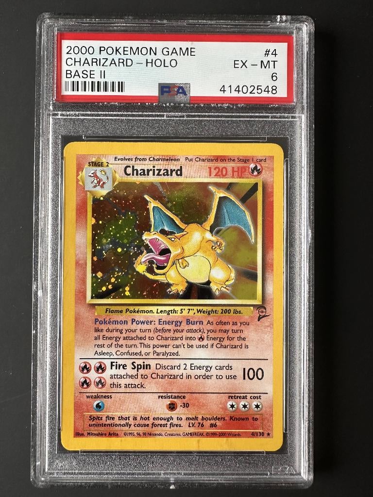Charizard holo psa 6 base set 2, Ophalen of Verzenden, Nieuw, Losse kaart