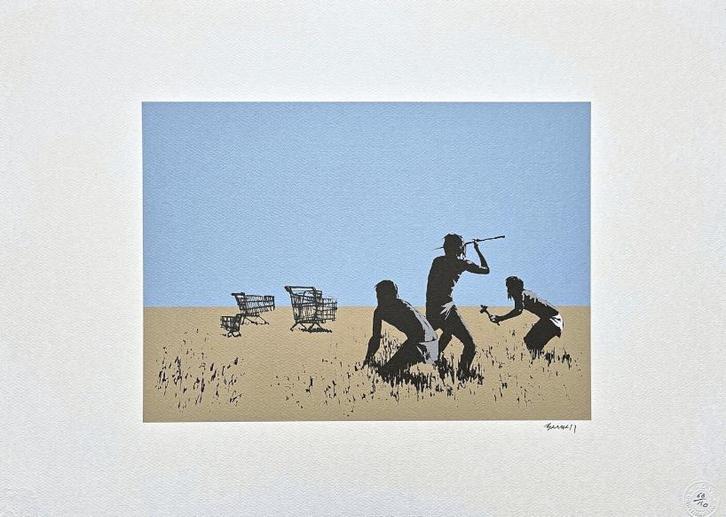 Banksy - Trolley Hunters, Antiek en Kunst, Kunst | Litho's en Zeefdrukken, Ophalen of Verzenden