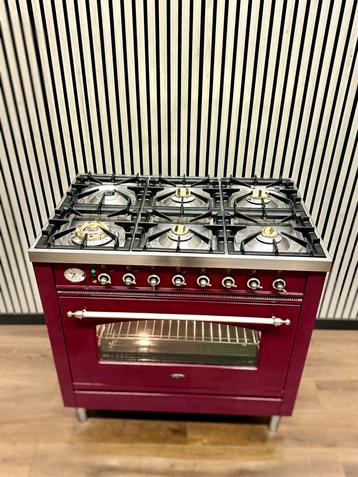 Luxe Bordeaux rode Boretti Fornuis 6 pits 90 cm beschikbaar voor biedingen