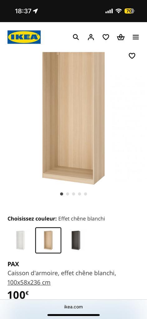 Pax box in gebleekt eikenhout - 100x58x236, Huis en Inrichting, Kasten | Kleerkasten, Gebruikt, 200 cm of meer, 50 tot 100 cm