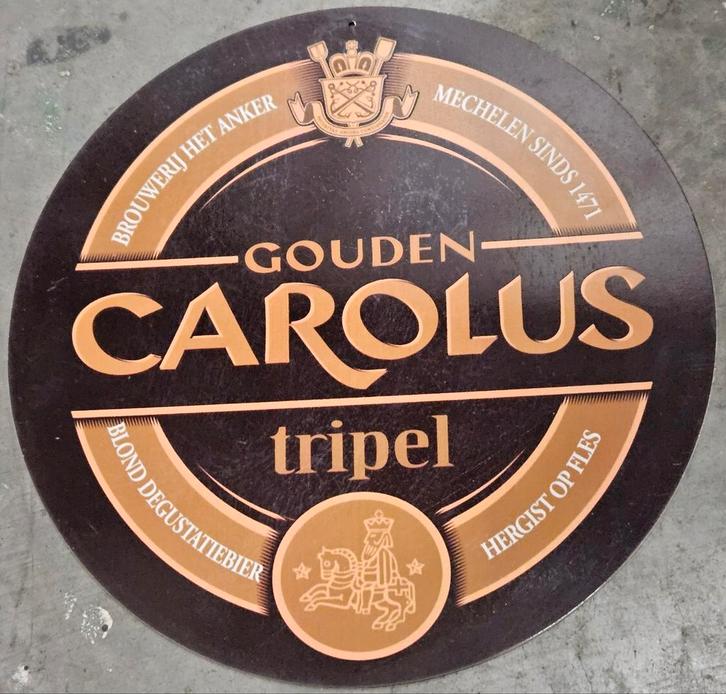 Gouden Carolus Tripel rond publiciteitsbord
De a, Verzamelen, Biermerken, Ophalen of Verzenden