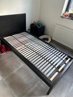 één persoonsbed, lattenbodem met matras 90x200, Huis en Inrichting, Slaapkamer | Bedden, Ophalen, 90 cm, Eenpersoons, Zwart