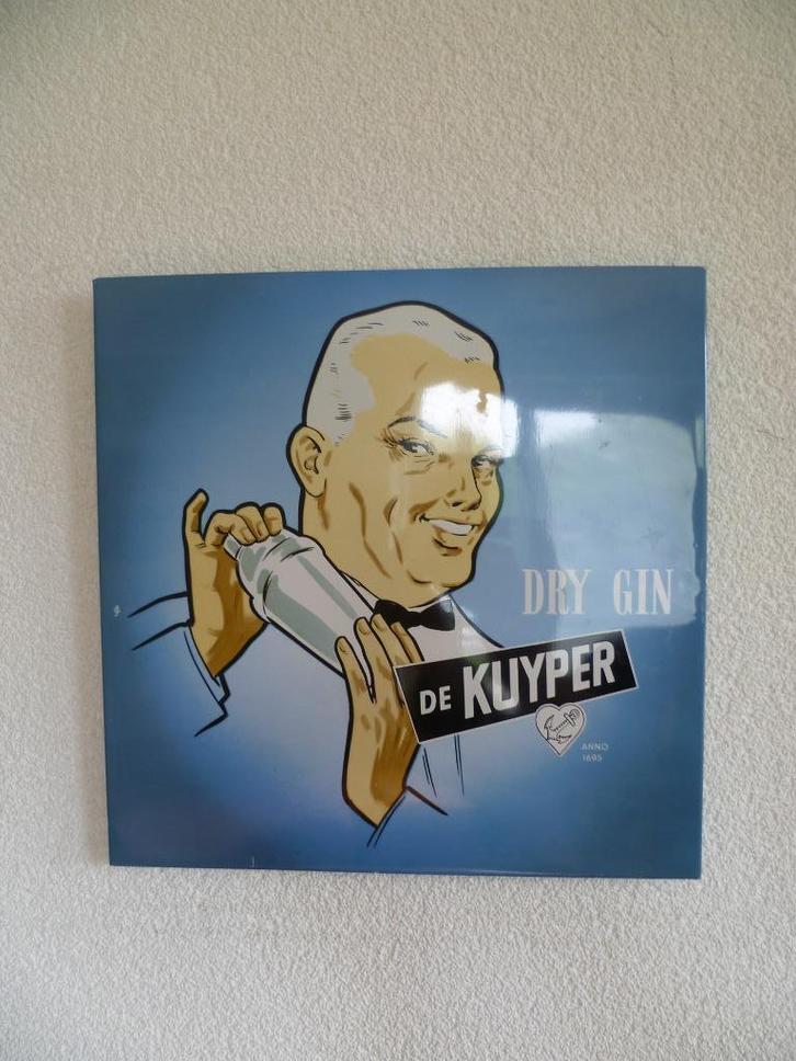 BLIKKEN RECLAMEBORDJE"DE KUYPER DRY GIN"+SHAKER JAREN 60, Verzamelen, Merken en Reclamevoorwerpen, Gebruikt, Reclamebord, Verzenden