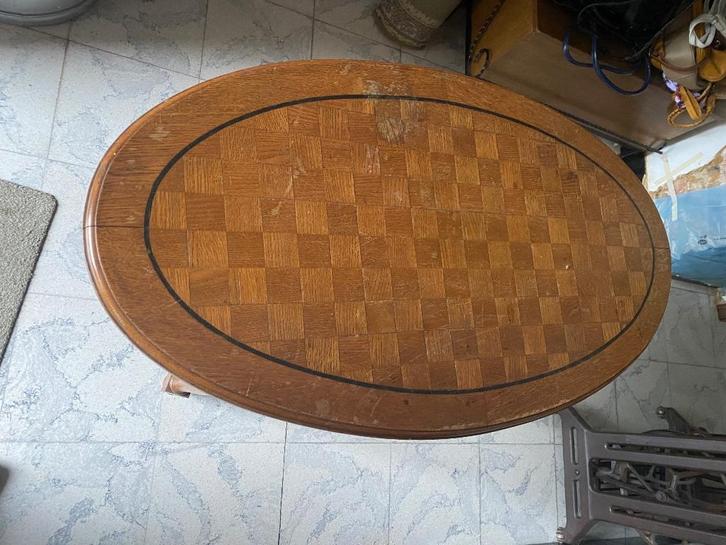 massief eiken tafel inlegwerk, Antiek en Kunst, Antiek | Meubels | Tafels, Ophalen