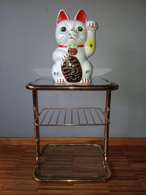 Grote Lucky Cat spaarpot in aardewerk, Verzamelen, Spaarpotten, Zo goed als nieuw, Dier, Steen, Aardewerk of Keramiek, Ophalen of Verzenden