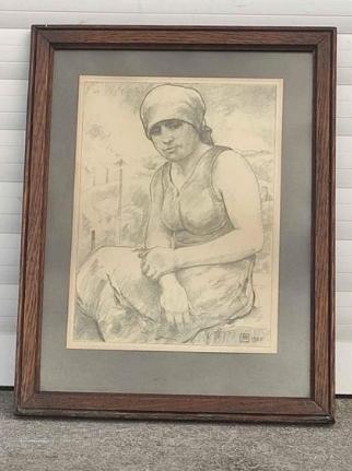 Lithographie hiercheuse monogramme Armand rassenfosse, Antiquités & Art, Art | Lithographies & Sérigraphies, Enlèvement ou Envoi