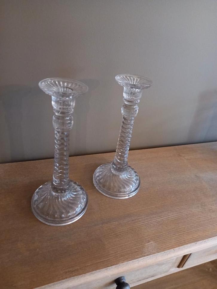 Glazen kandelaars, Antiek en Kunst, Antiek | Kandelaars, Ophalen
